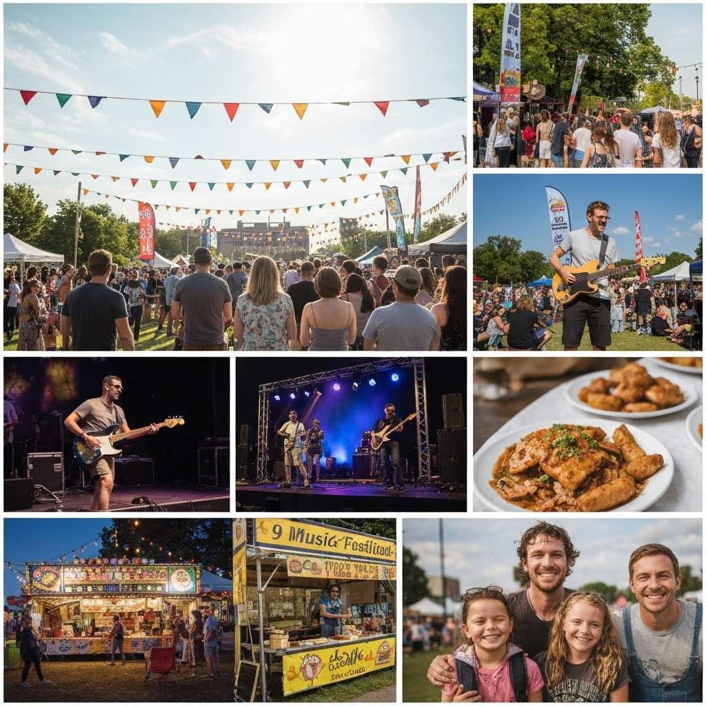Generate a high-quality, relevant image prompt for an article about: 9 Music Festivals In Markham: A