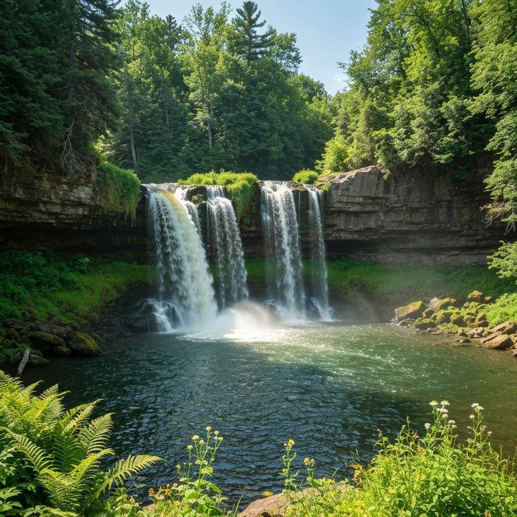 Generate a high-quality, relevant image prompt for an article about: 7 Waterfalls Near Mississauga: