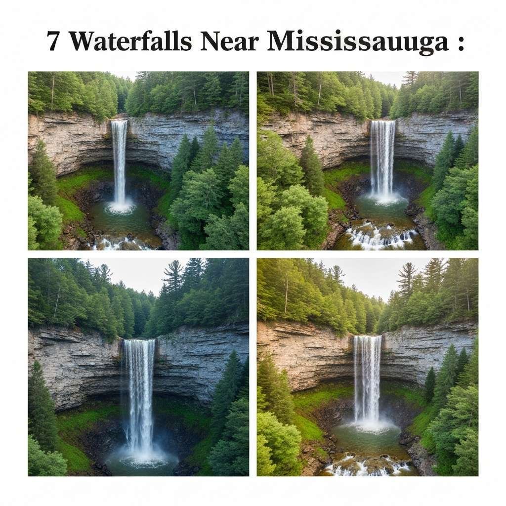 Generate a high-quality, relevant image prompt for an article about: 7 Waterfalls Near Mississauga: