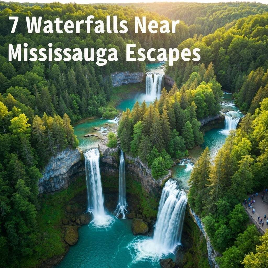 Generate a high-quality, relevant image prompt for an article about: 7 Waterfalls Near Mississauga:
