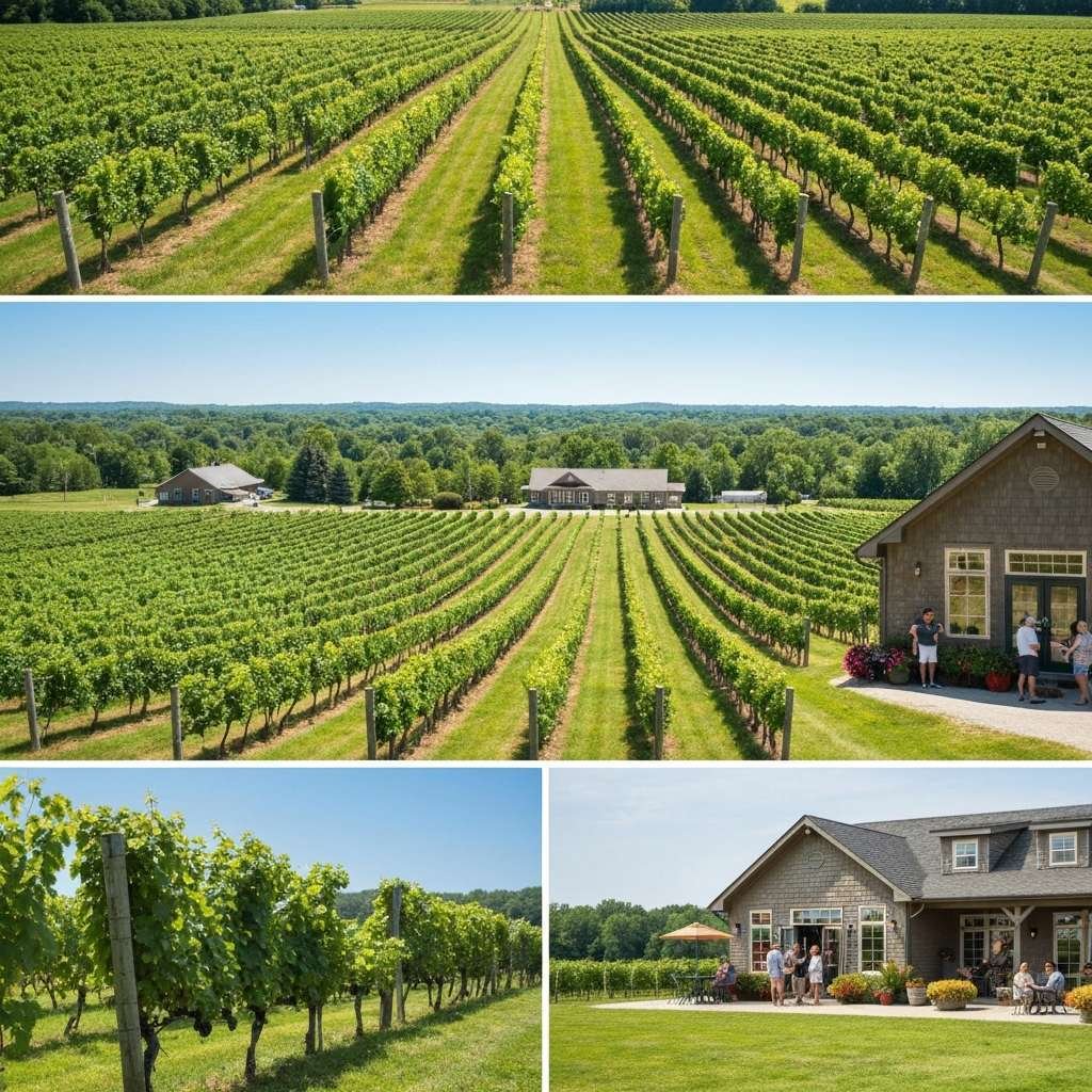 Generate a high-quality, relevant image prompt for an article about: 6 Wineries Near Brantford: Amaz