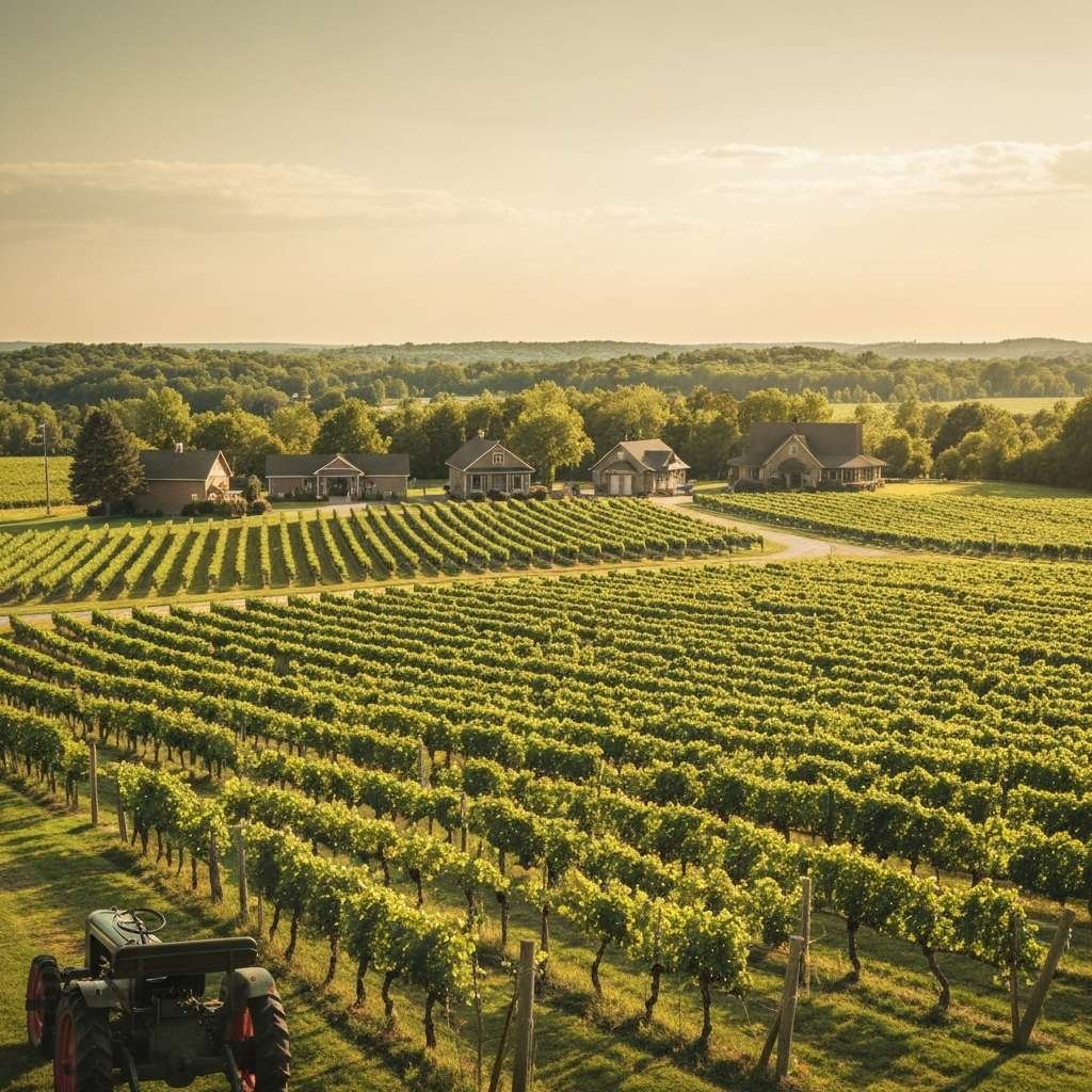 Generate a high-quality, relevant image prompt for an article about: 6 Wineries Near Brantford: Amaz