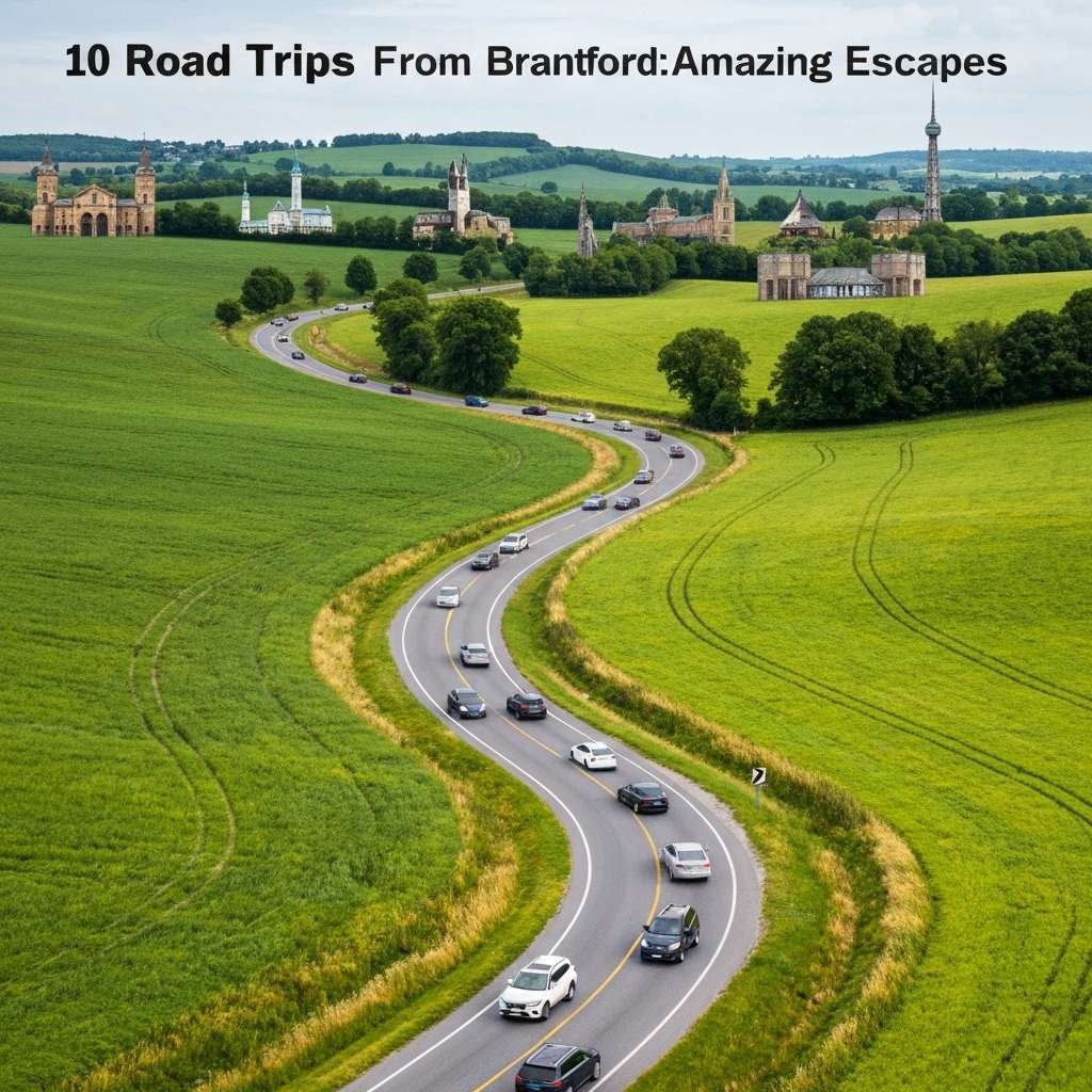 Generate a high-quality, relevant image prompt for an article about: 10 Road Trips From Brantford: A