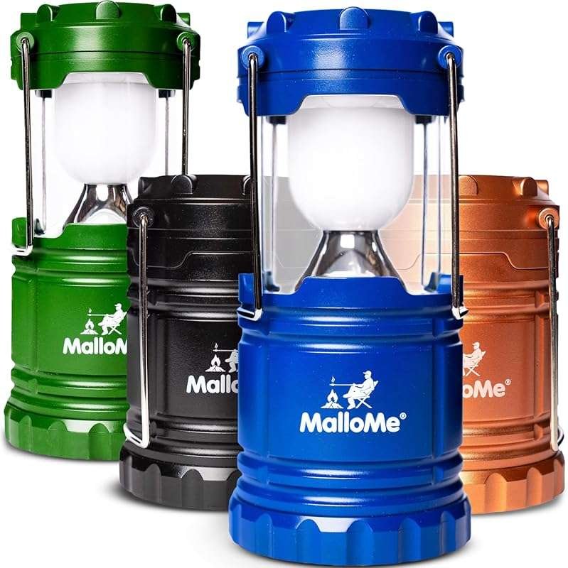 MalloMe 4-Pack Multicolor LED Camping Lanterns for Power Outages and T