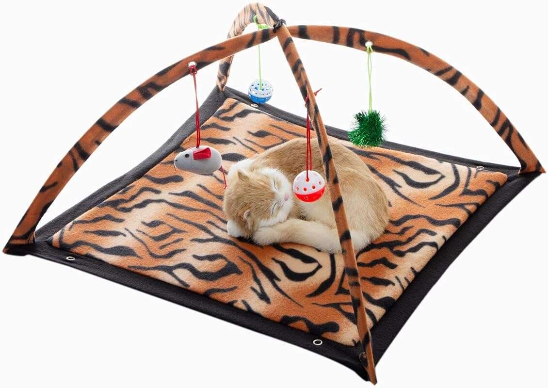 Tofern Cat Activity Fleece Hammock Tent with Hanging Mouse Balls – Sof