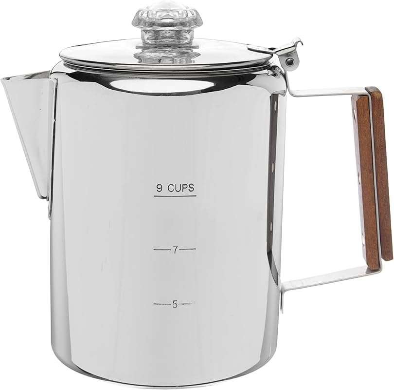 COLETTI Bozeman 9-Cup Stovetop Coffee Percolator Pot: No Aluminum or P