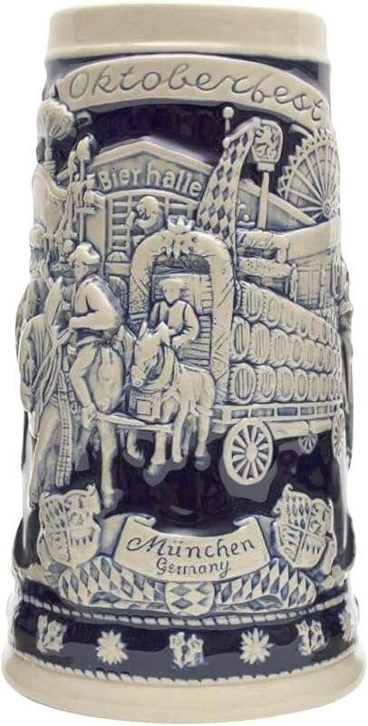 Oktoberfest Beer Stein 0.7L Germany Festival Scene Munich Beer Wagon H