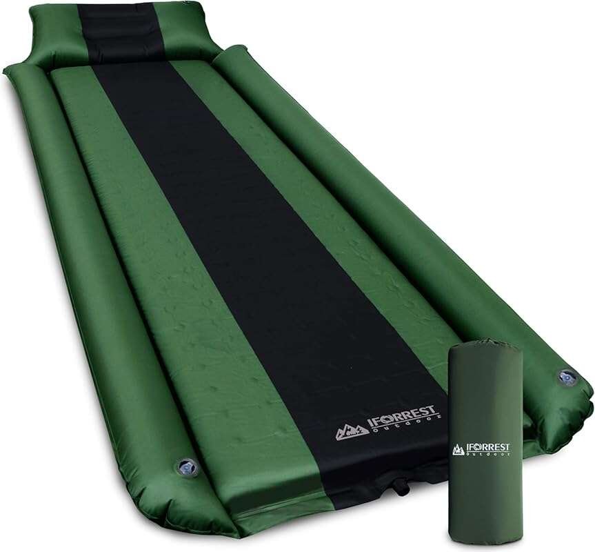 Self-Inflating Camping Pad with Armrest & Pillow – Ultra-Comfortable R