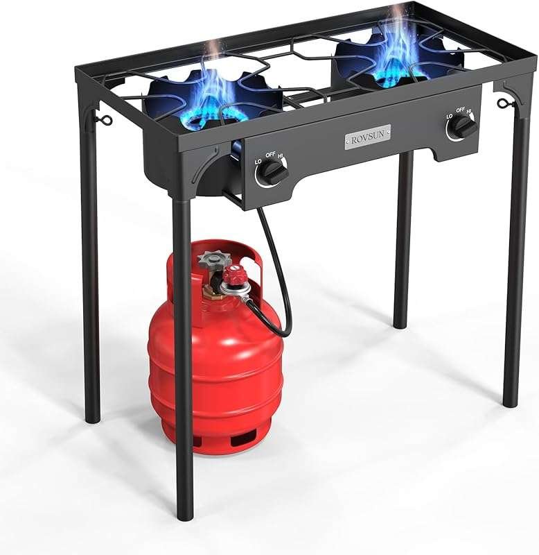 ROVSUN 150,000 BTU 2 Burner Outdoor Propane Gas Stove with Regulator f