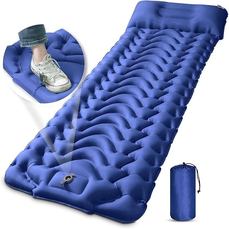 MEETPEAK Extra-Thick Inflatable Sleeping Mat with Built-in Pillow & Fo