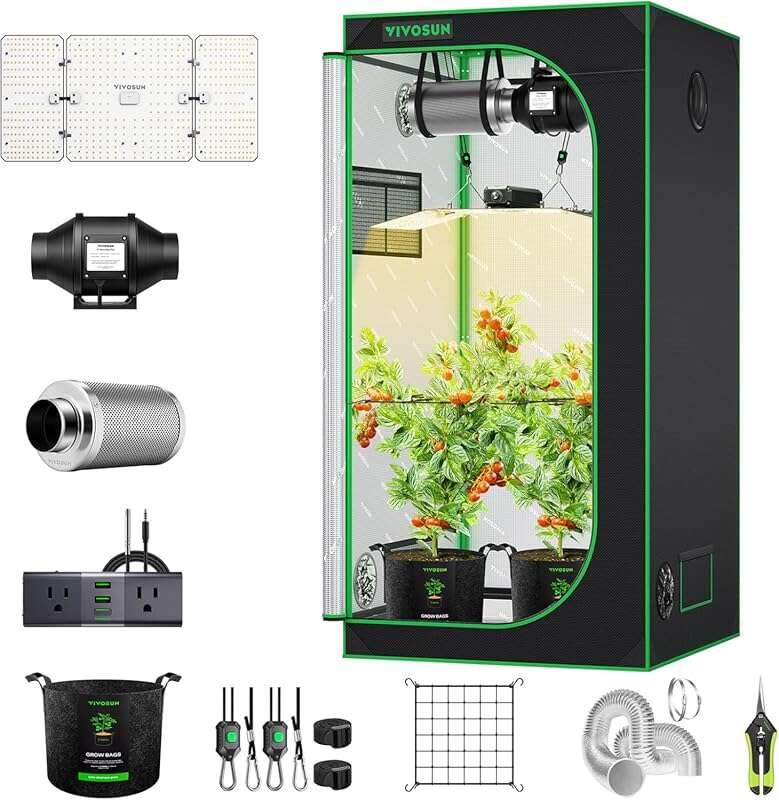 VIVOSUN 3x3ft Complete WiFi Grow System with 200W Full Spectrum LED, A