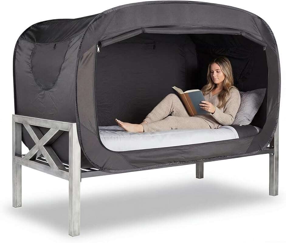 Pop Up Indoor Privacy Bed Tent with Double Doors & Mosquito Mesh Windo