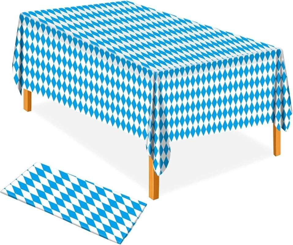 Bavarian Blue White Diamond Check Tablecloth 54