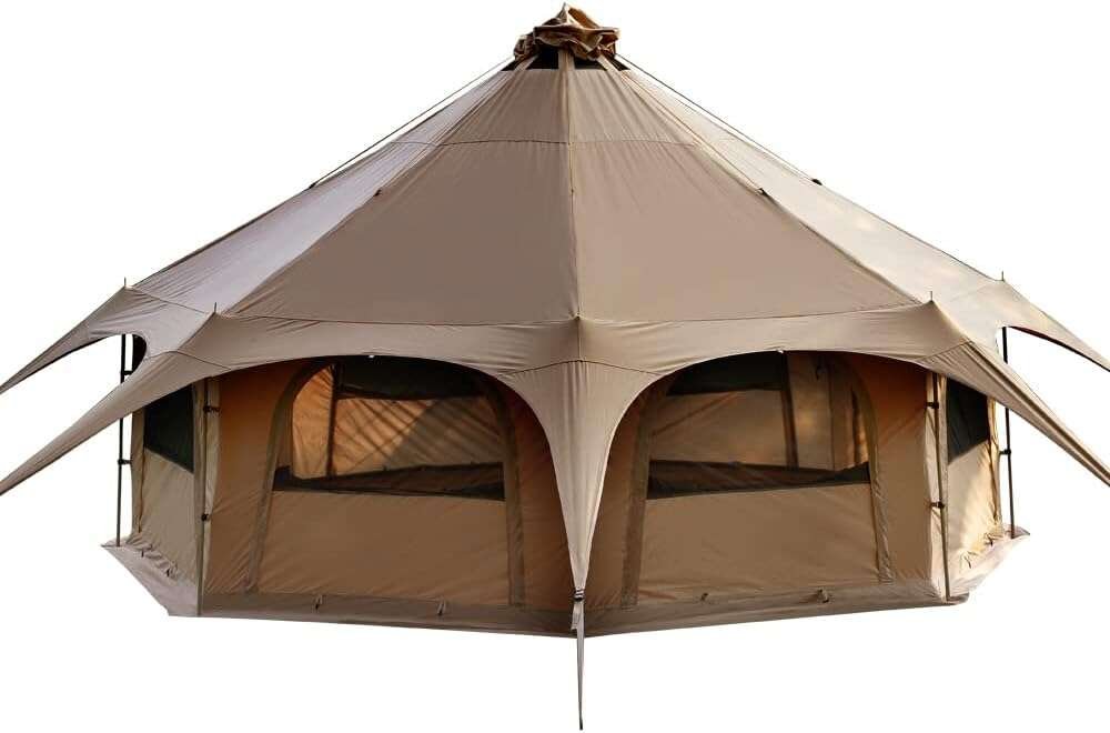 MC TOMOUNT Canvas Bell Tent with Stove Jack, Zipped Removable Floor fo