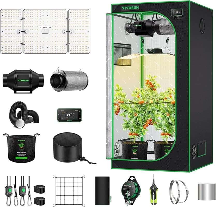 VIVOSUN GIY Smart 3x3 WiFi Grow Tent System with Automated Ventilation