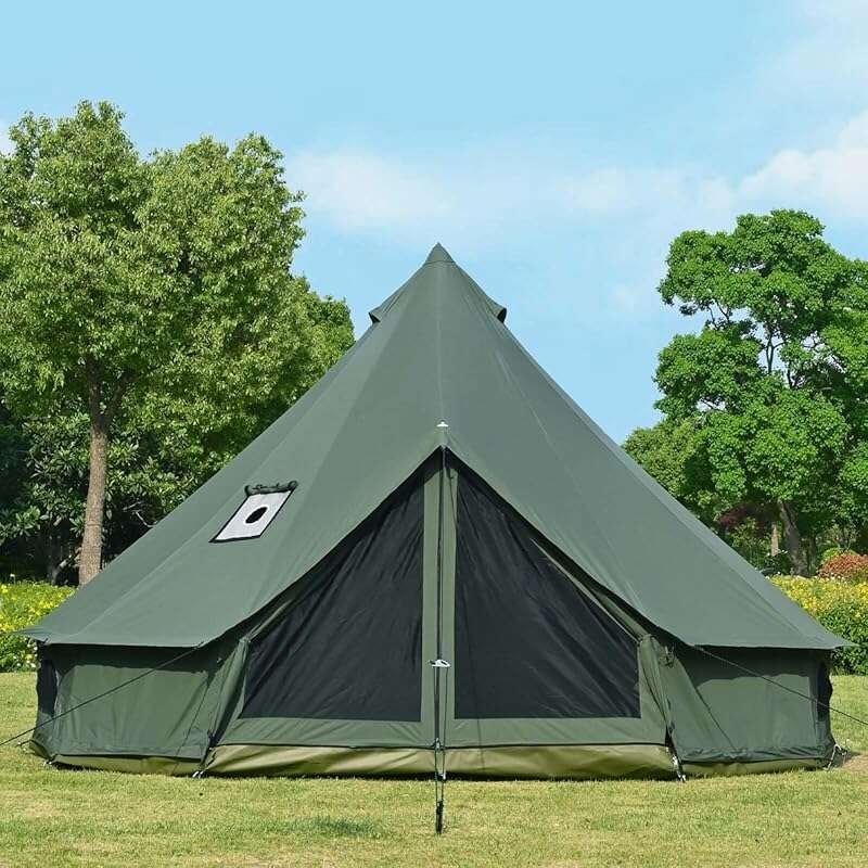 Cotton Canvas Bell Tent with Stove Jack & Removable Floor, Room Yurt f