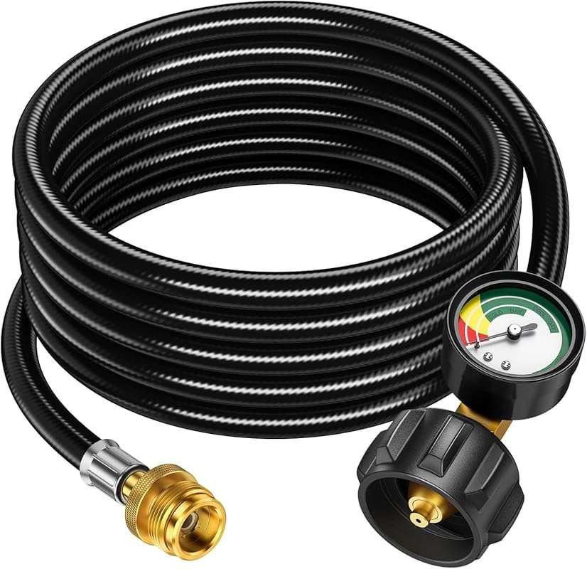Alloxity 12FT Propane Hose Adapter with Gauge: Converts 1lb to 20lb Ta