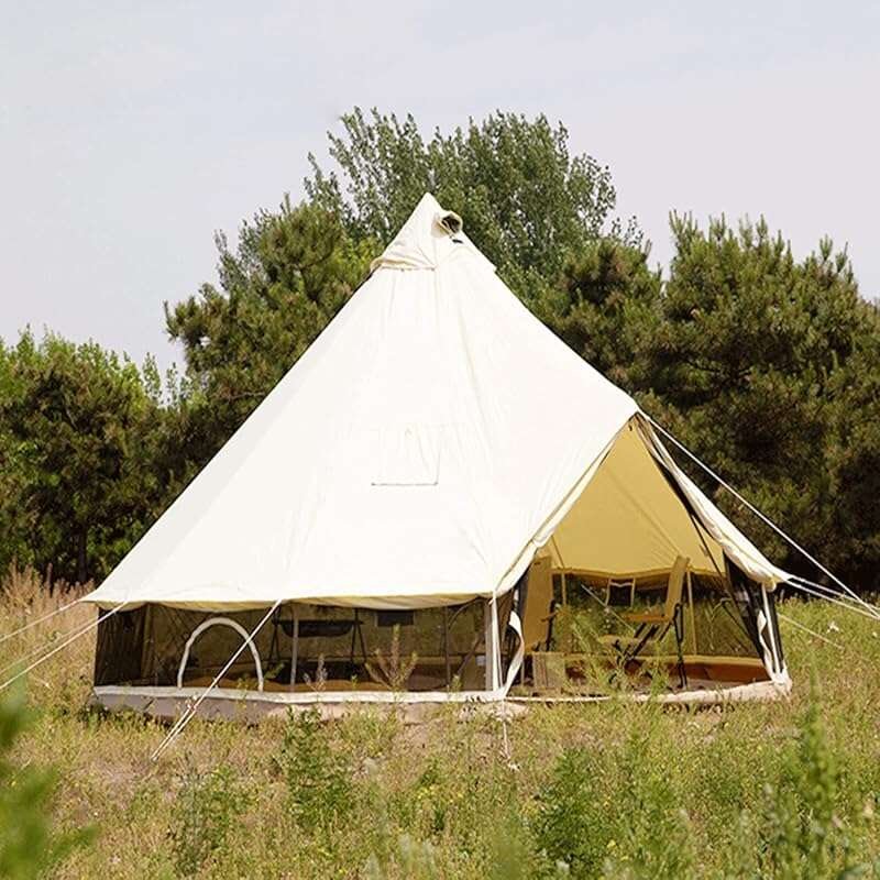 Canvas Bell Tent with Stove Jack, 4-Season Waterproof Luxury Glamping