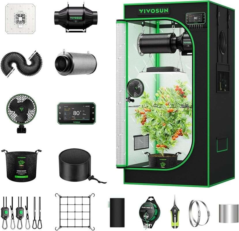 VIVOSUN 2x2ft Smart Grow Tent Kit with WiFi Control, Tunable LED, & 36