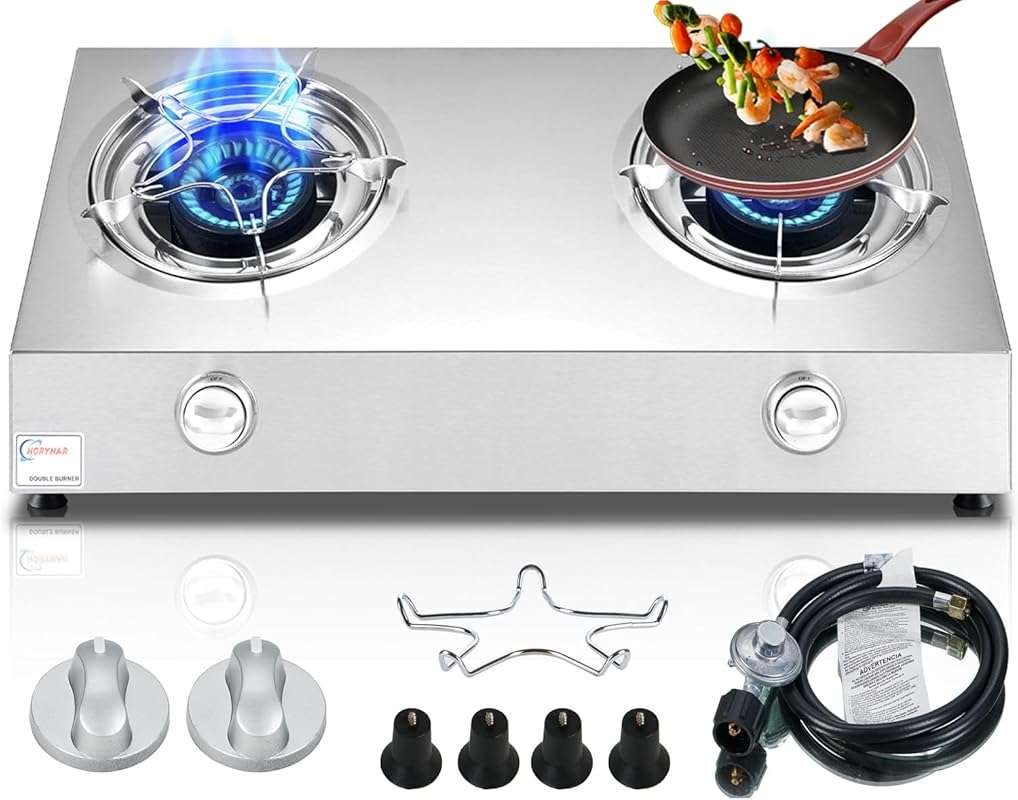 Propane Stove 2 Burner 26000 BTU Gas Stove with Auto Ignition and CSA 