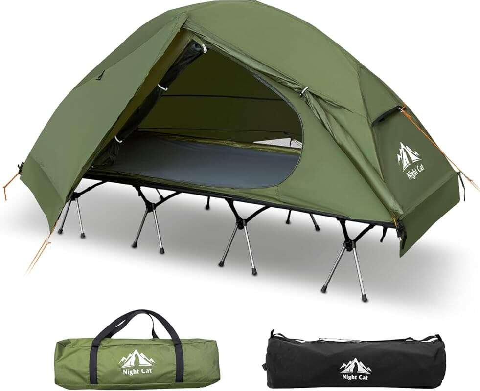 Night Cat Waterproof 1-Person Off-Ground Camping Cot Tent for Easy Set