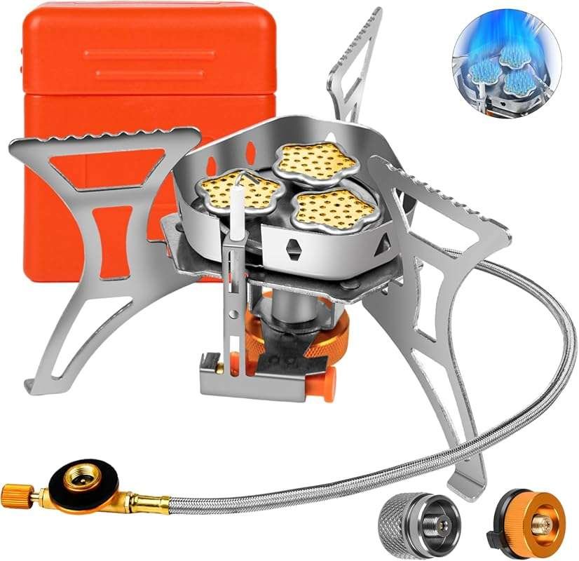 6800W Portable Camping Backpacking Stove with Foldable Windproof Desig