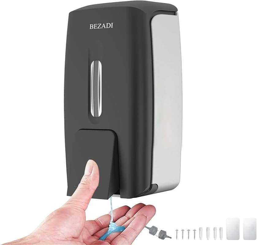 800ml Manual Soap Dispenser Wall Mount Lock ABS Black 9088