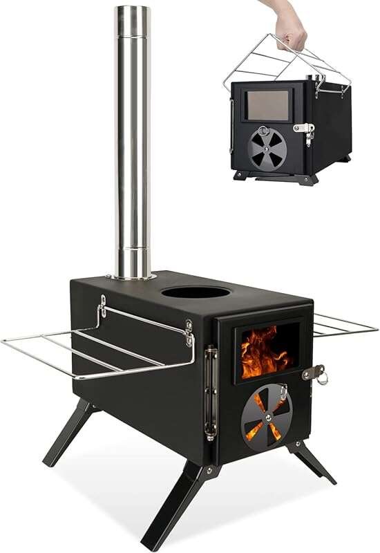 LAMA Wood Burning Stove with Stainless Steel Chimney for Hot Tents & P