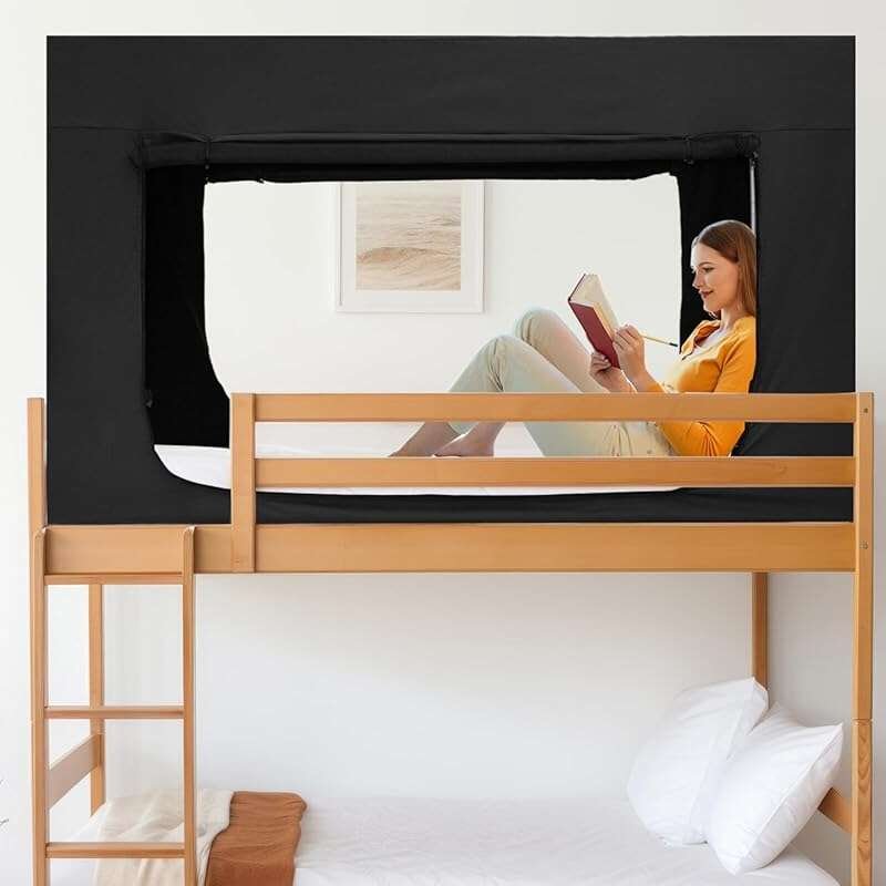 Portable Twin Bed Tent with 80% Blackout, 4 Doors & Breathable Mesh fo