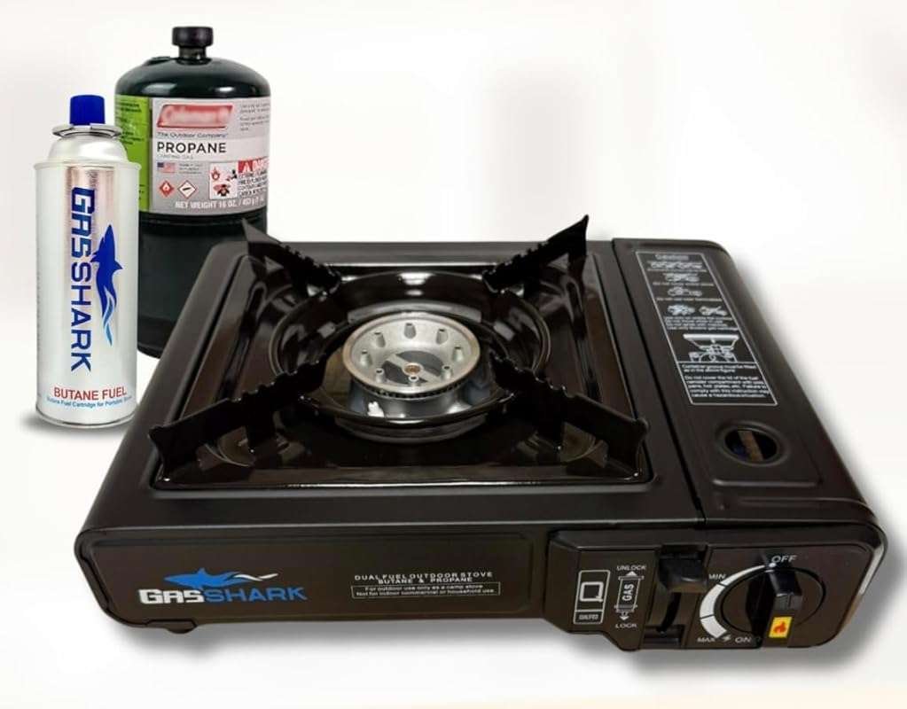 12,000 BTU Dual Fuel Portable Camping Stove with Propane Hose and Carr