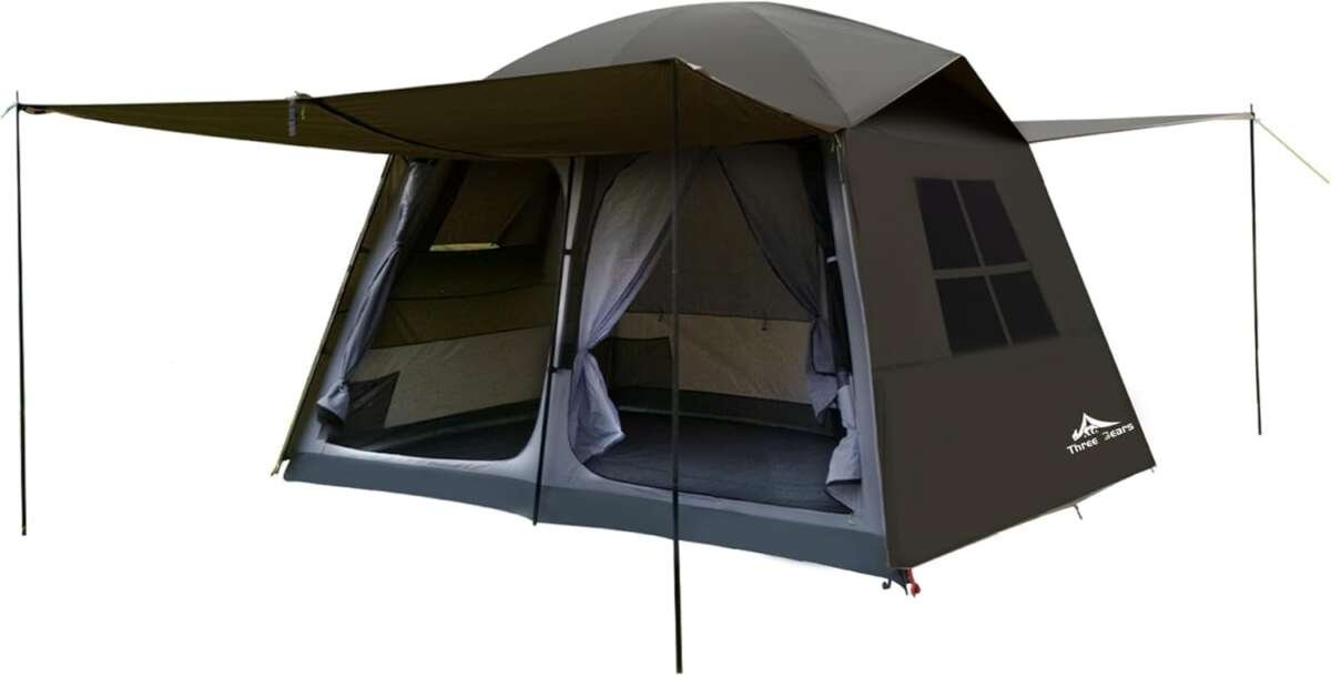 Waterproof 6-Person Family Tent with Room Dividers & Sunshade Vestibul