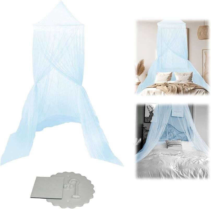 Dome Mosquito Net for Queen King Beds – Blue Breathable Bed Canopy Ten