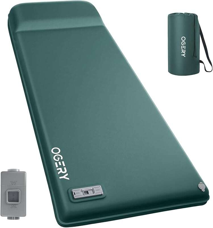 OGERY Ultra-Thick Memory Foam Self-Inflating Pad with Electric Pump & 