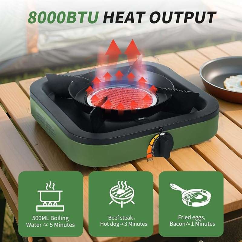 Cothb X Portable Single Burner Propane Camping Stove with Windproof De