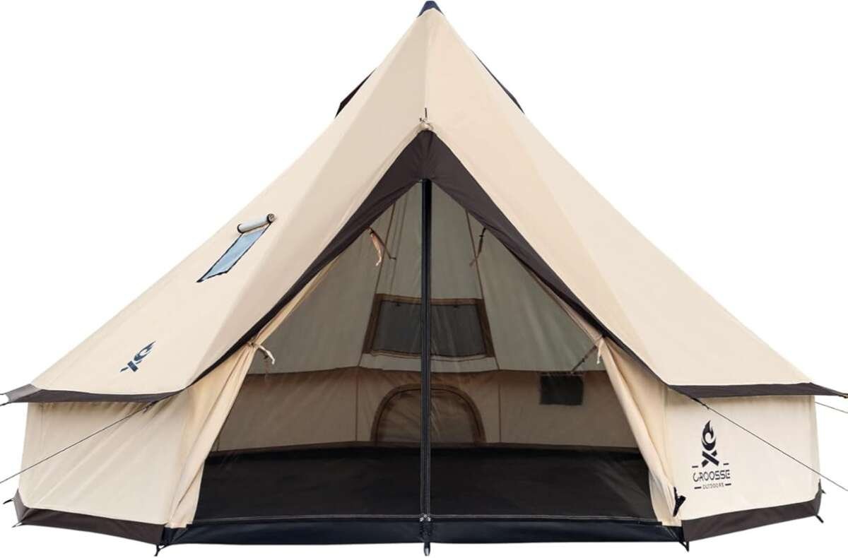 Oxford Bell Yurt Tent with Stove Jack for All Year Living, 4 Season Fa