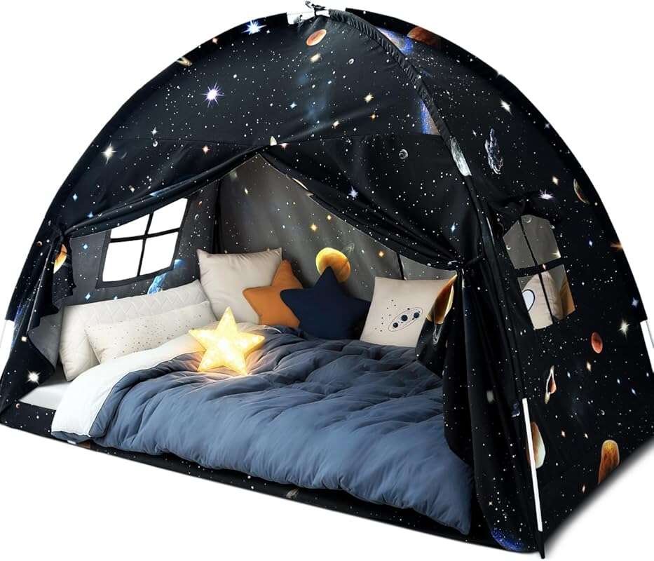 Galaxy Toddler Canopy Tent with Blackout, Privacy Playhouse for Boys &
