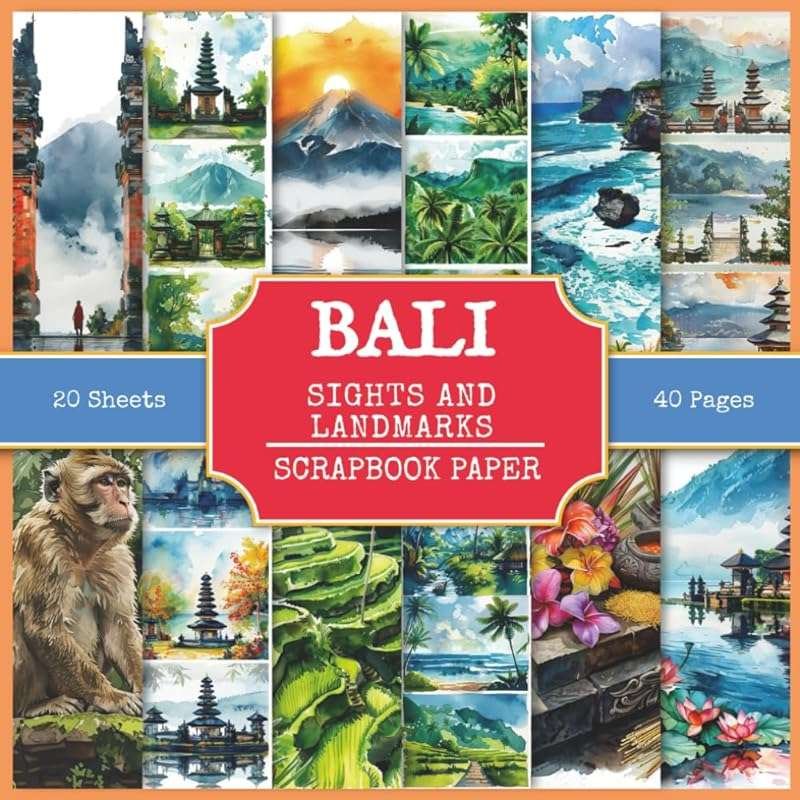 Bali Scrapbook Paper: 230+ Watercolor Tourist Sights for Art Journalin