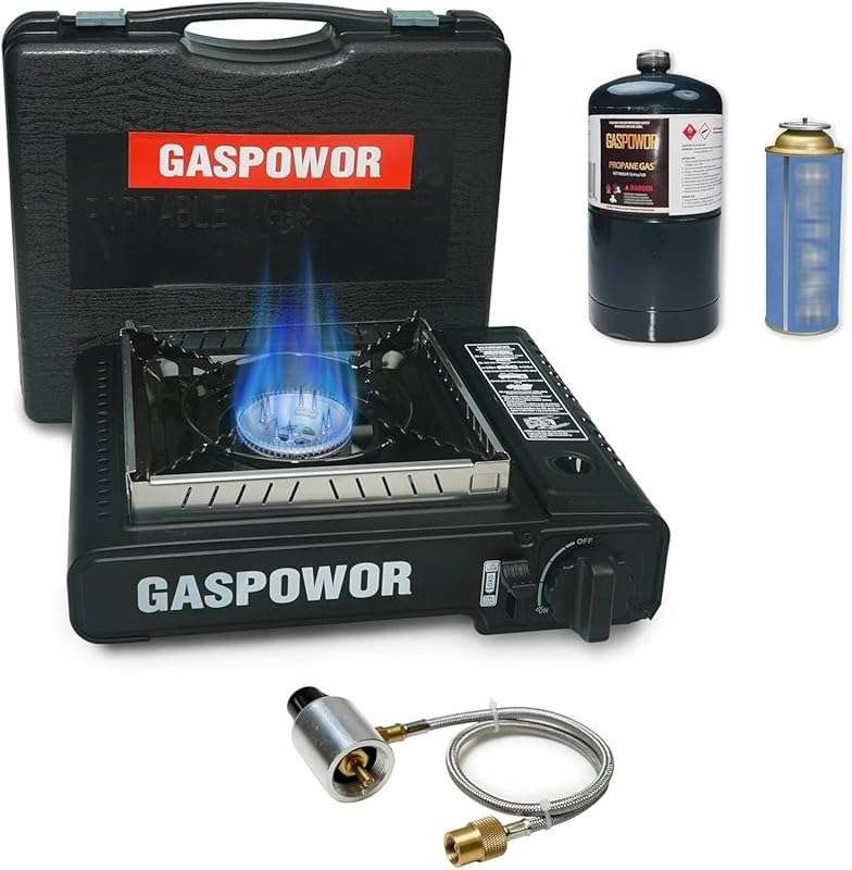 10,000 BTU Dual Fuel Propane Camping Stove with Windblocker, Automatic