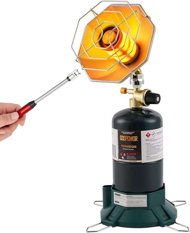 6200BTU Portable Propane Heater for Camping and Outdoors with USB Ligh