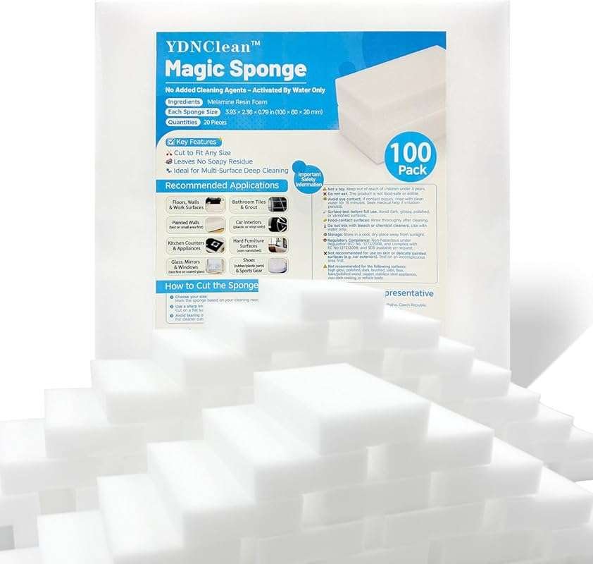 Magic Sponge Erasers, Water-Activated, Multi-Purpose Melamine Foam for