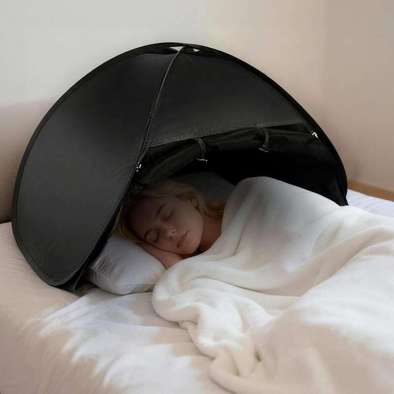 Portable Blackout Bed Tent with Mesh Vent & Phone Holder – Ideal for N