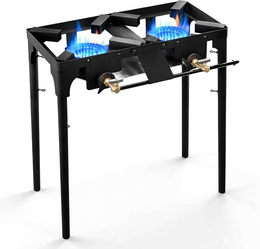 GasOne Double Propane Burner: Portable High Pressure Cast Iron Stove w