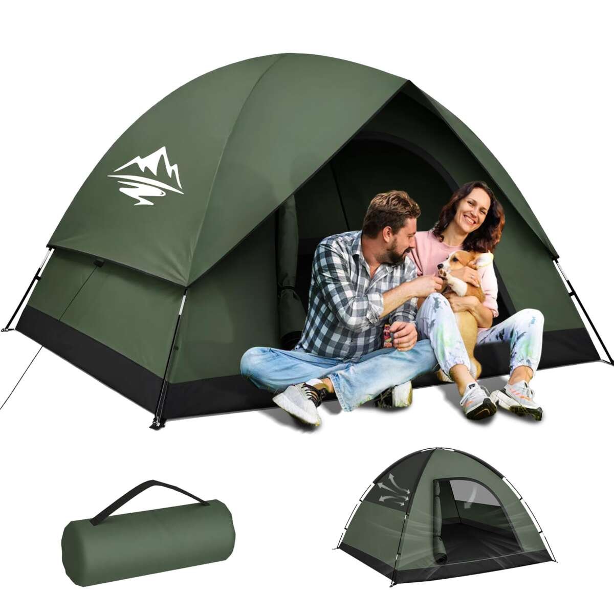 Tents for Camping 2/3 Person with Rainfly - Camping Tent Waterproof Windproof Ea