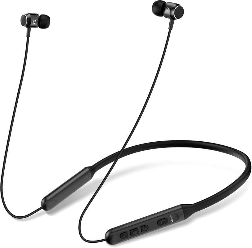 Neckband Bluetooth 6.0 Earbuds with Deep Bass, 35H Playtime & IPX5 Wat