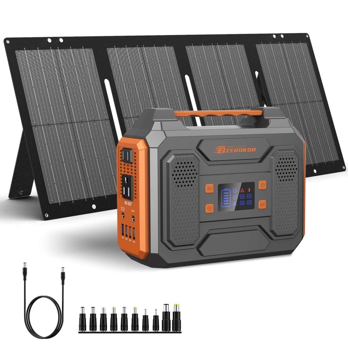 Portable Solar Generator, 300W Portable Power Station with Foldable 60W Solar Pa