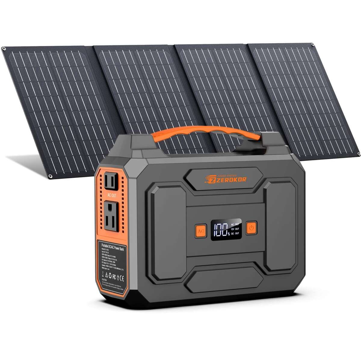 Portable Power Station with Foldable 40W Solar Panel, 100W Solar Powered Generat