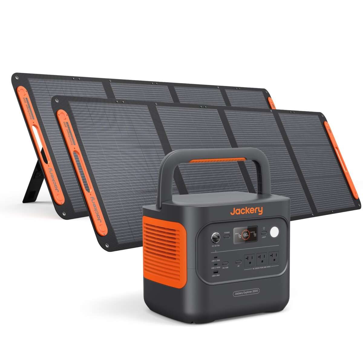 Jackery Explorer 2000 v2 Portable Power Station with 2x200W Solar Panels, 2042Wh