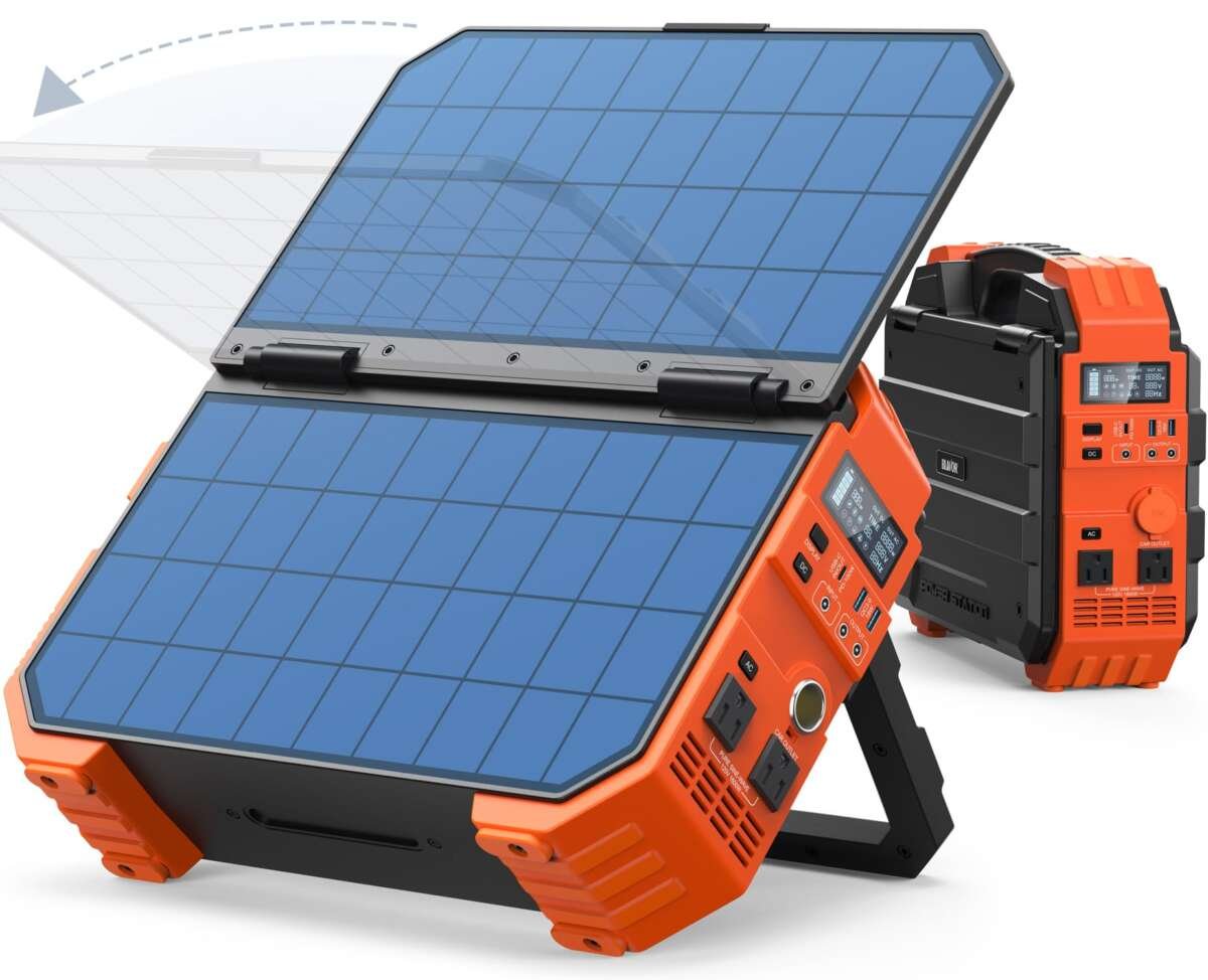 BLAVOR Portable Power Station 1600W , Built-in Solar Panel, 1024Wh LiFePO4 Batte