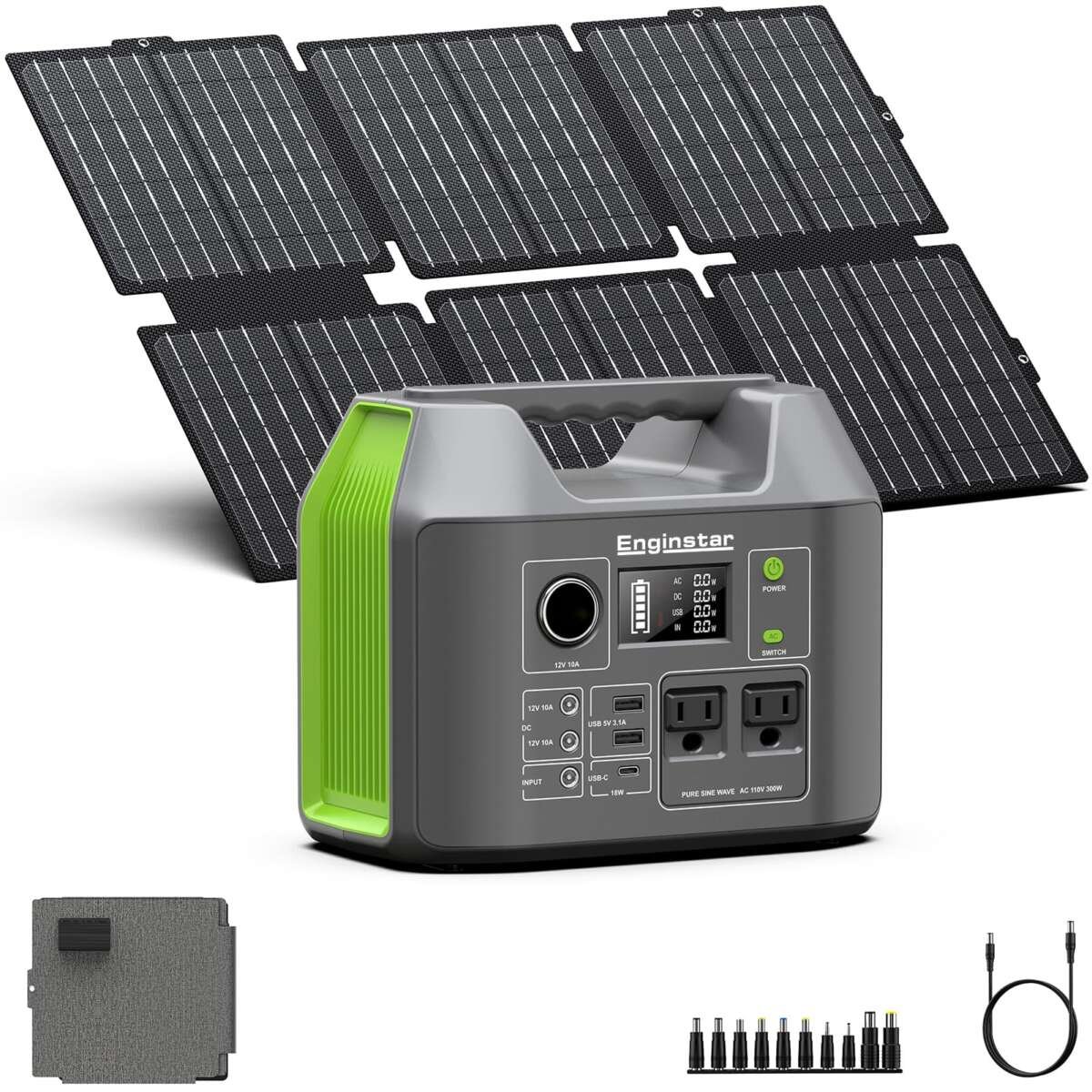 Portable Solar Generator, 300W Portable Power Station with Foldable 60W Solar Pa