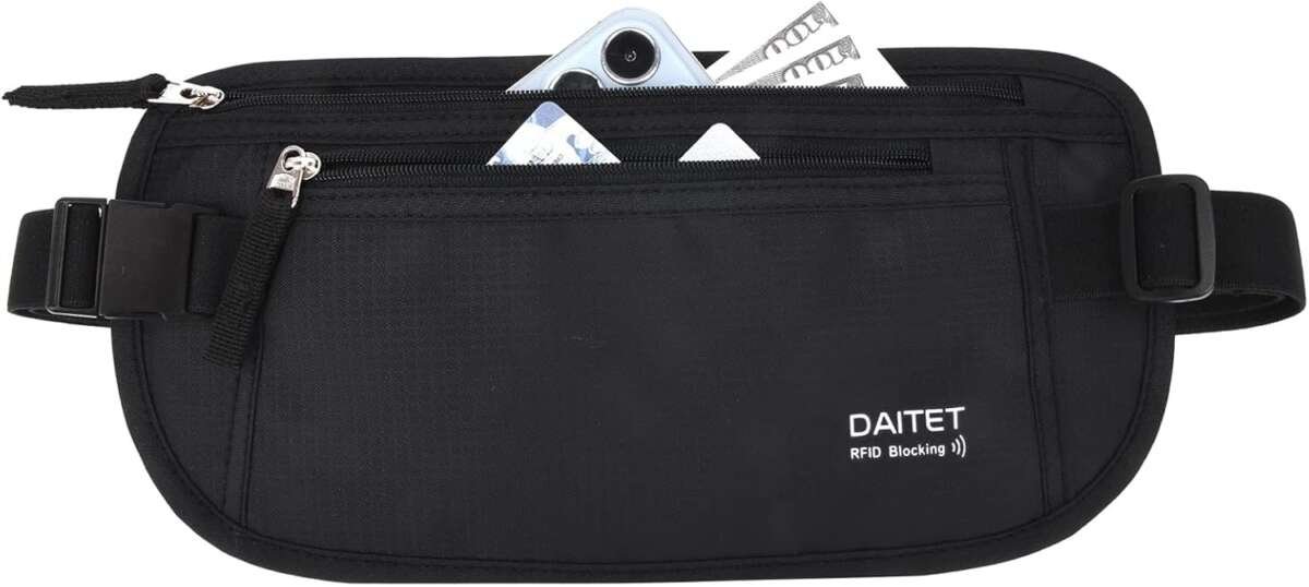 Money Belt Passport Holder - RFID Blocking Hidden Travel Wallet, Under